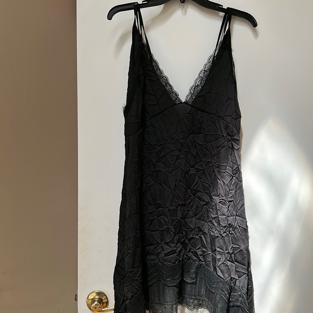 Asymmetrical Crinkle Lace Dress
